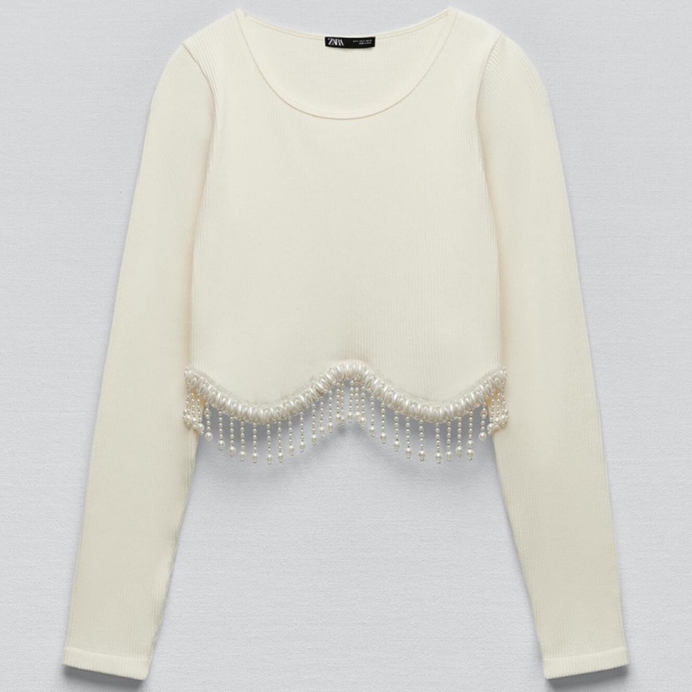 Zara Seamless Pearl Crop Top NWT